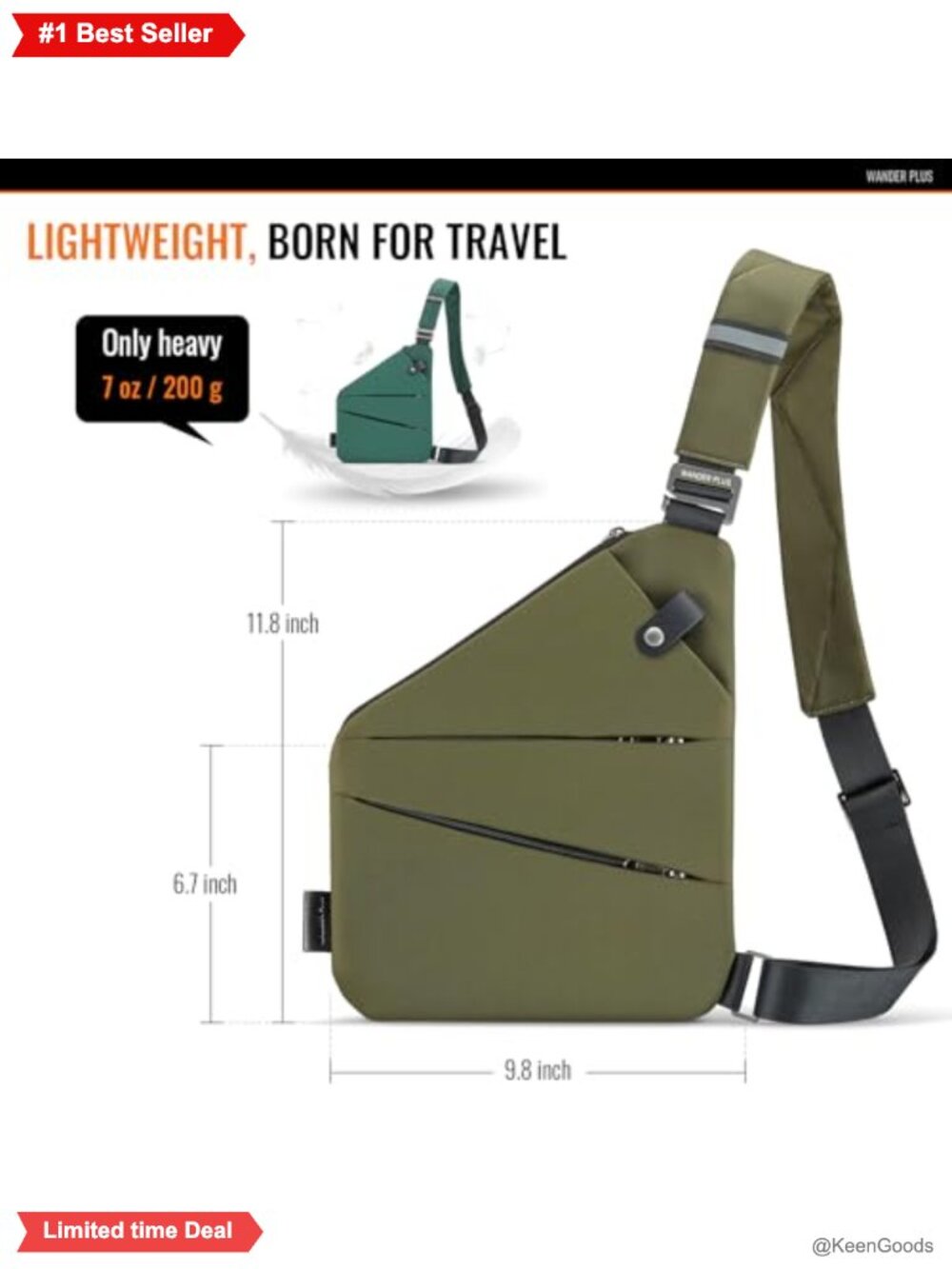 Anti Theft Nylon Crossbody Travel Bag Sling - Picture 4 of 6